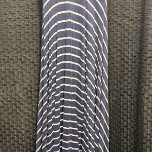 Navy and White Striped Women's Strapless Maxi Dress